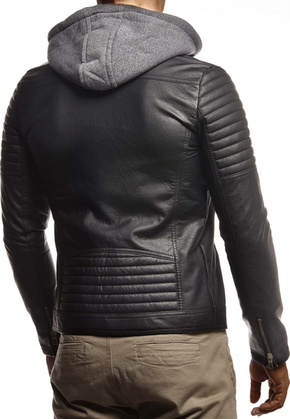 Men's Black Synthetic Leather Jacket