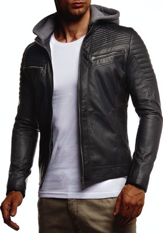 Men's Black Synthetic Leather Jacket