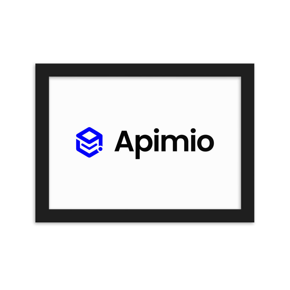 Framed matte paper poster with Apimio logo