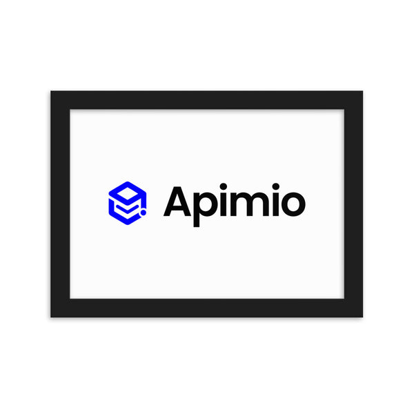 Framed matte paper poster with Apimio logo