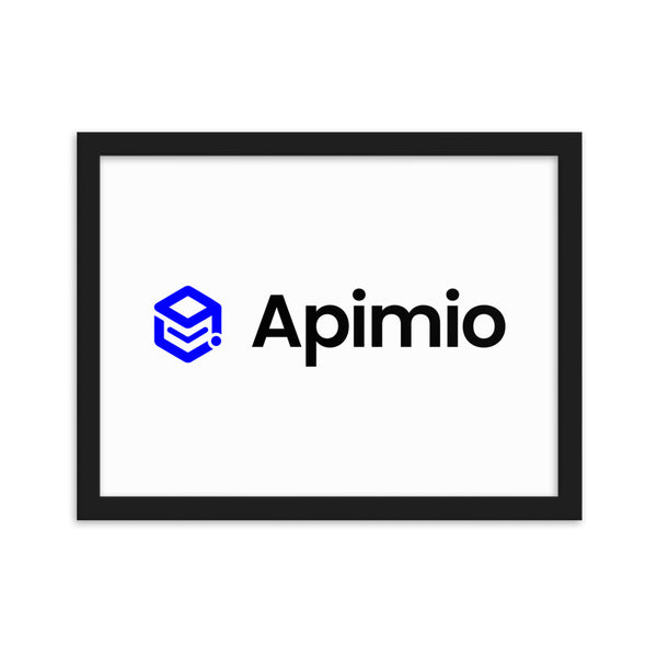 Framed matte paper poster with Apimio logo