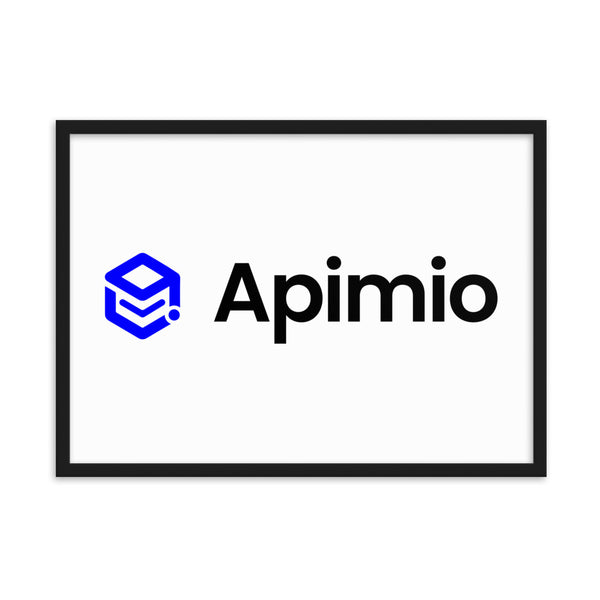 Framed matte paper poster with Apimio logo