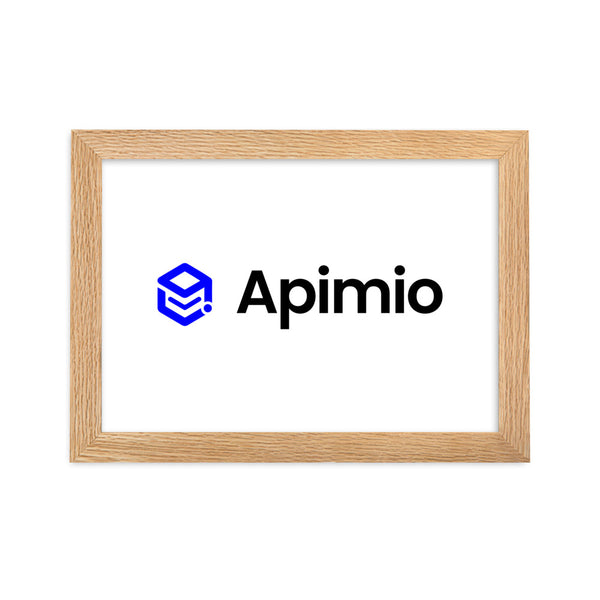 Framed matte paper poster with Apimio logo