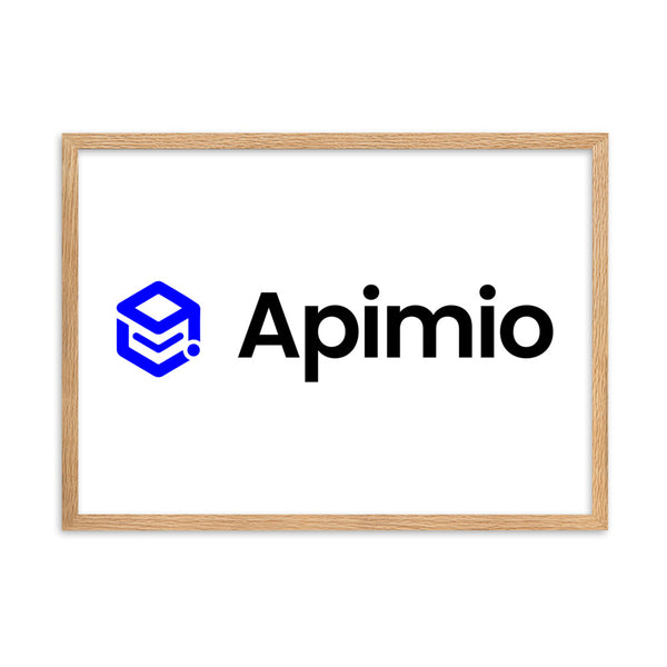 Framed matte paper poster with Apimio logo