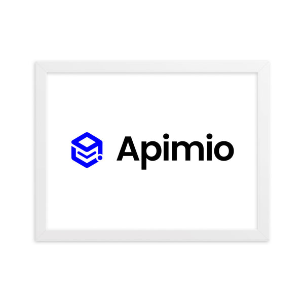 Framed matte paper poster with Apimio logo