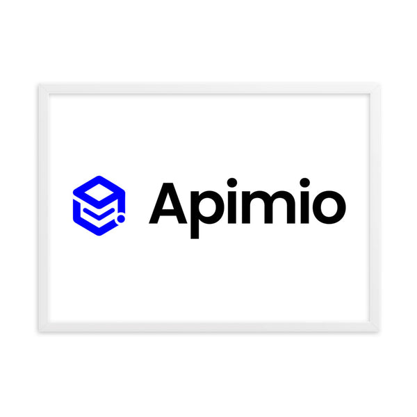 Framed matte paper poster with Apimio logo