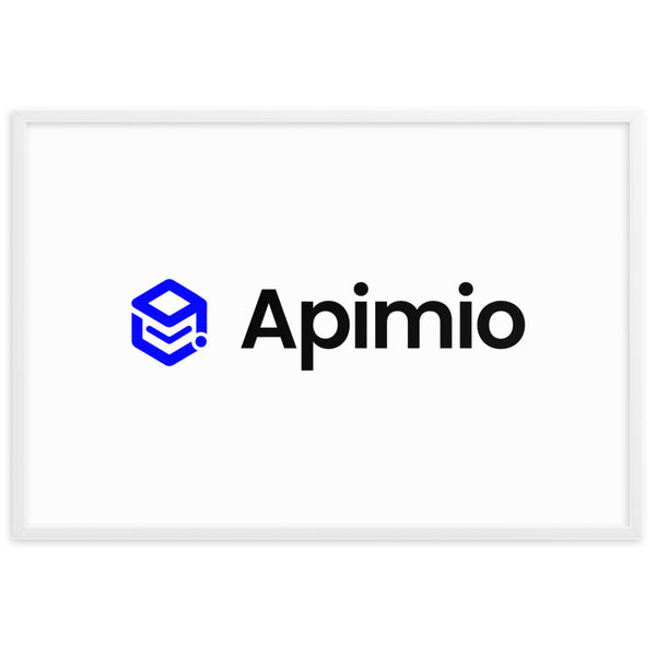 Framed matte paper poster with Apimio logo